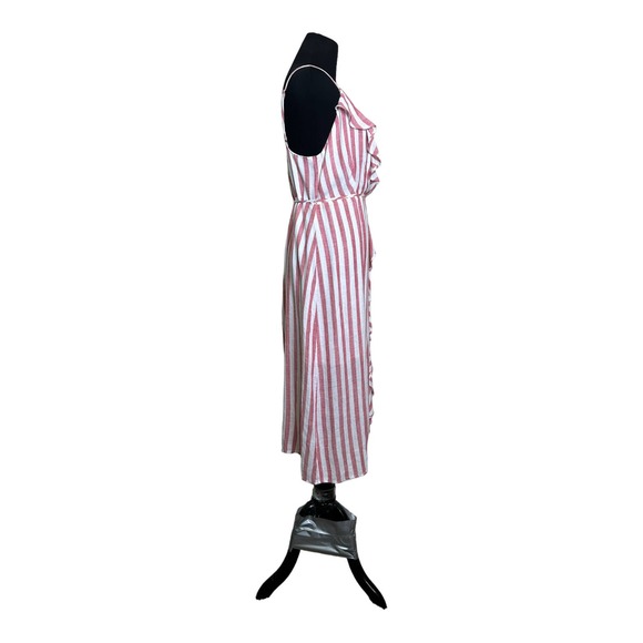 Rails pink white pin stripes sleeveless ruffle detail midi dress size Small - Picture 12 of 12